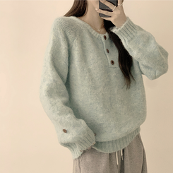 ラウンドボタンオーバーニット SKY BLUE