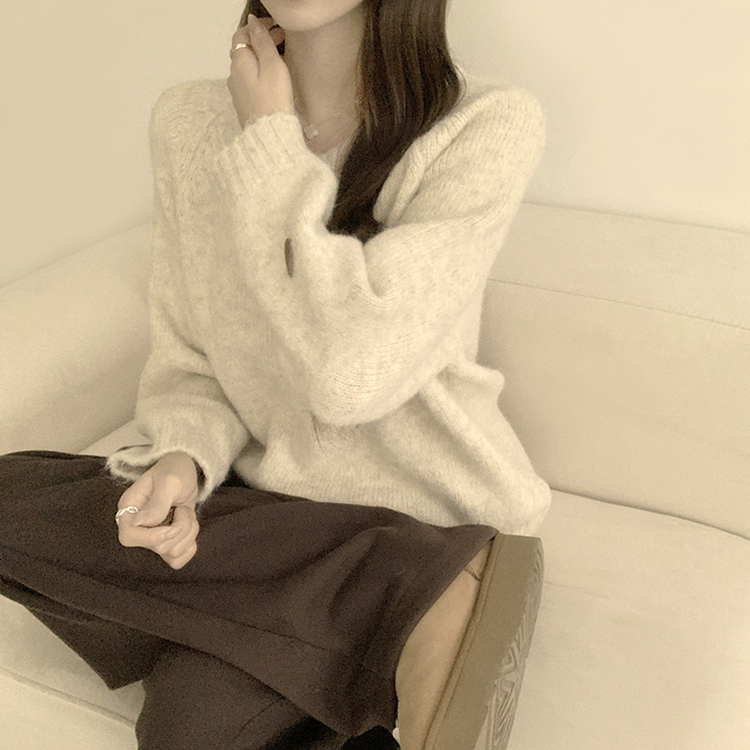 ラウンドボタンオーバーニット BEIGE