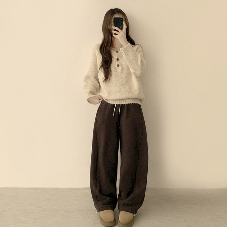 ラウンドボタンオーバーニット BEIGE