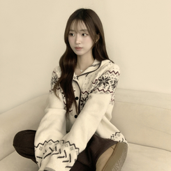 ノルディッフードニットカーディガン IVORY