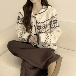 ノルディッフードニットカーディガン IVORY