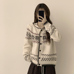 ノルディッフードニットカーディガン IVORY