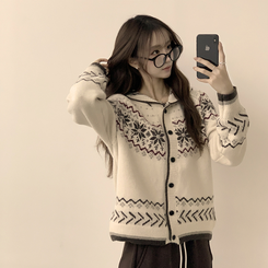 ノルディッフードニットカーディガン IVORY