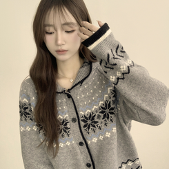 ノルディッフードニットカーディガン GREY