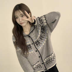 ノルディッフードニットカーディガン GREY