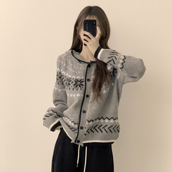 ノルディッフードニットカーディガン GREY