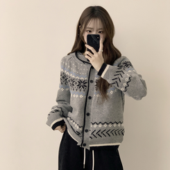 ノルディッフードニットカーディガン GREY