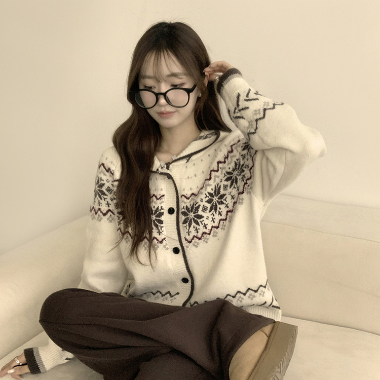 ノルディッフードニットカーディガン IVORY