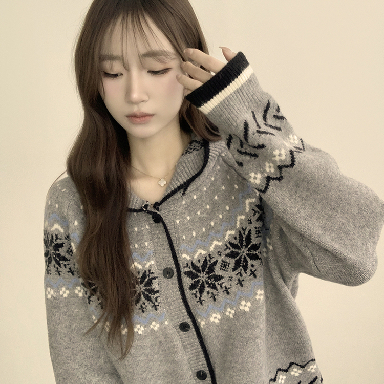 ノルディッフードニットカーディガン GREY