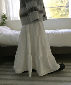 スエードティアードロングスカート IVORY