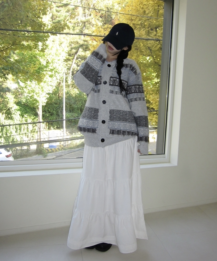 スエードティアードロングスカート IVORY