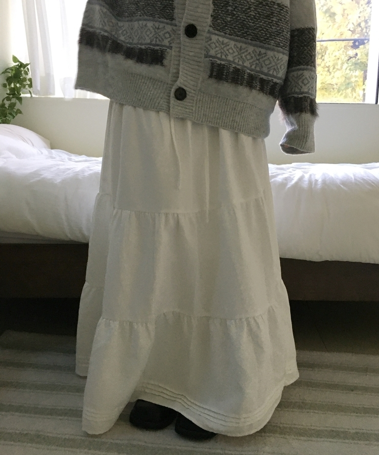 スエードティアードロングスカート IVORY