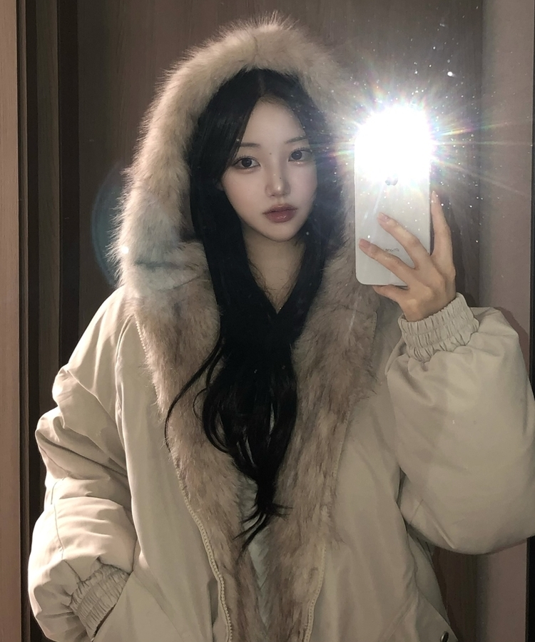 フロムファーフードボタンミリタリーダウン BEIGE