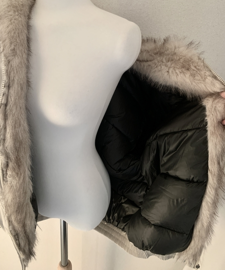 フロムファーフードボタンミリタリーダウン