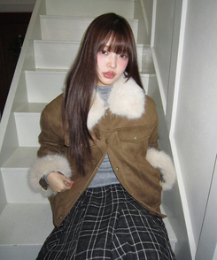 スエードキルティングバックルハイネックファージャケット BROWN