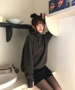 タートルネックボタンニット CHARCOAL