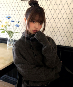 タートルネックボタンニット CHARCOAL