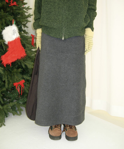 【起毛】ウォームフリーススカート CHARCOAL