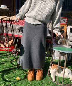 【起毛】ウォームフリーススカート CHARCOAL