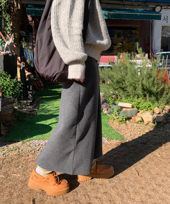 【起毛】ウォームフリーススカート CHARCOAL