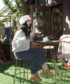 【起毛】ウォームフリーススカート CHARCOAL