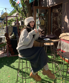 【起毛】ウォームフリーススカート CHARCOAL