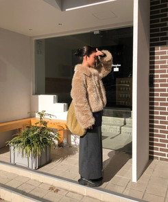 【起毛】ウォームフリーススカート CHARCOAL