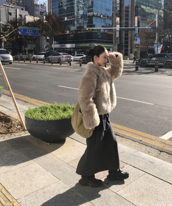 【起毛】ウォームフリーススカート CHARCOAL