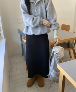 【起毛】ウォームフリーススカート BLACK