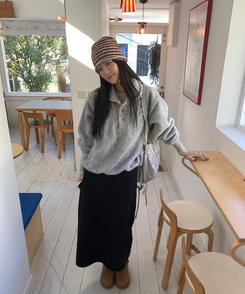 【起毛】ウォームフリーススカート BLACK