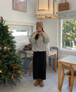 【起毛】ウォームフリーススカート BLACK