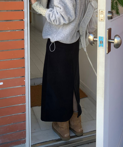 【起毛】ウォームフリーススカート BLACK