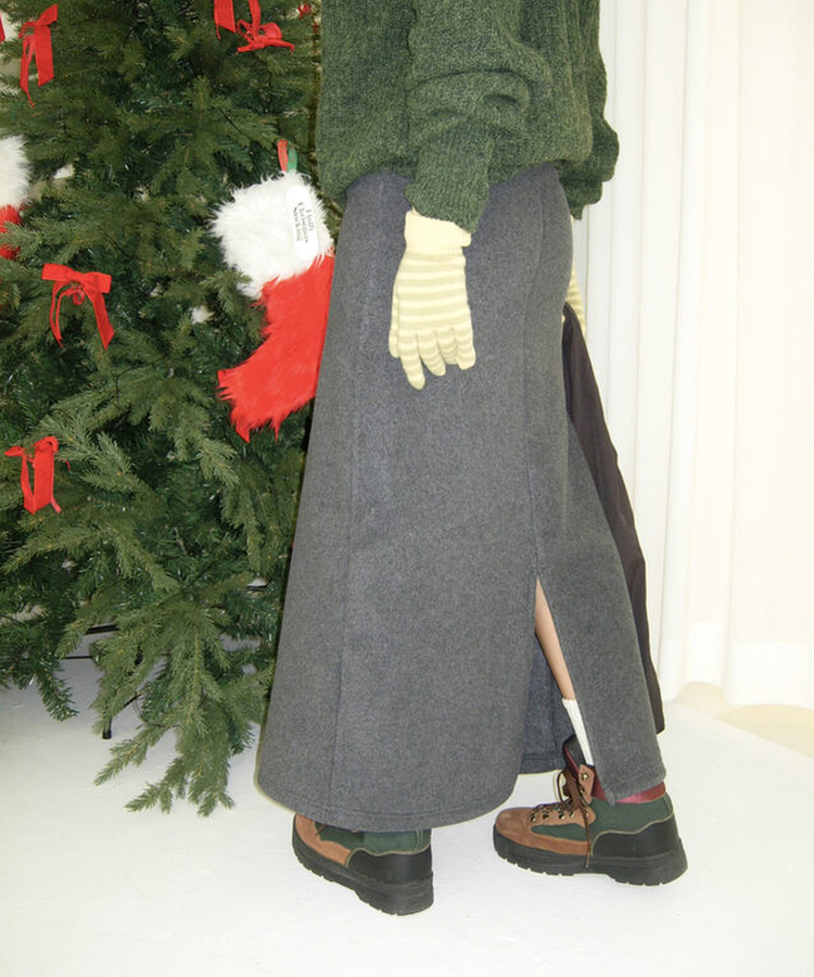 【起毛】ウォームフリーススカート CHARCOAL