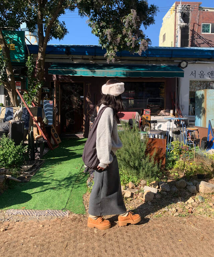 【起毛】ウォームフリーススカート CHARCOAL