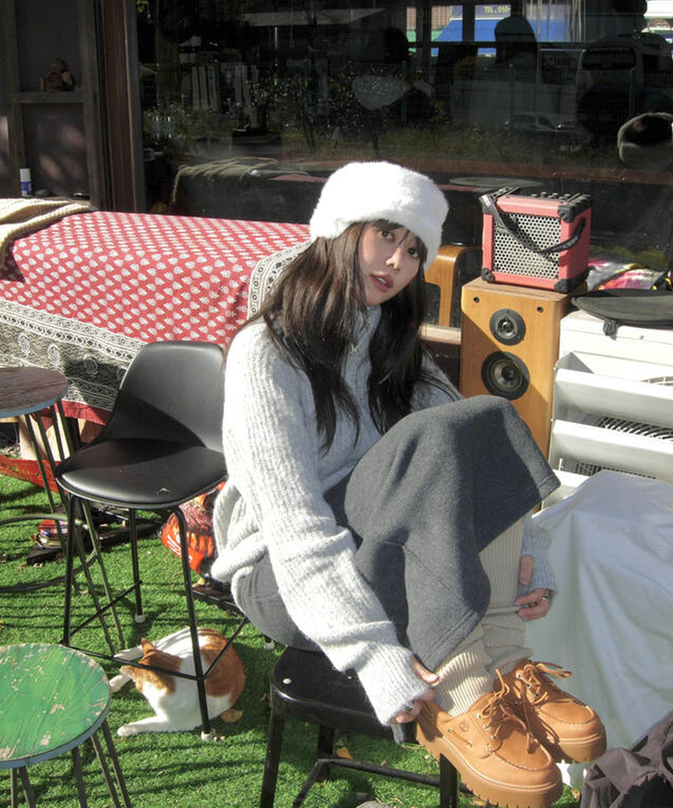 【起毛】ウォームフリーススカート CHARCOAL