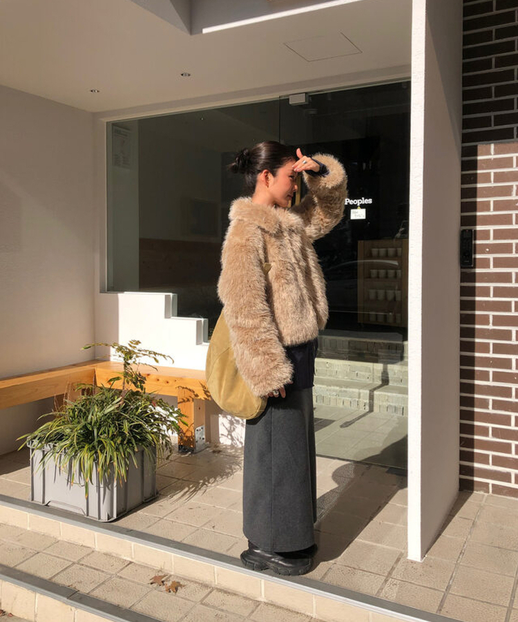 【起毛】ウォームフリーススカート CHARCOAL