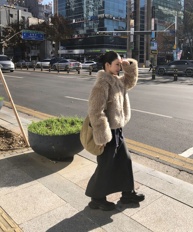 【起毛】ウォームフリーススカート CHARCOAL