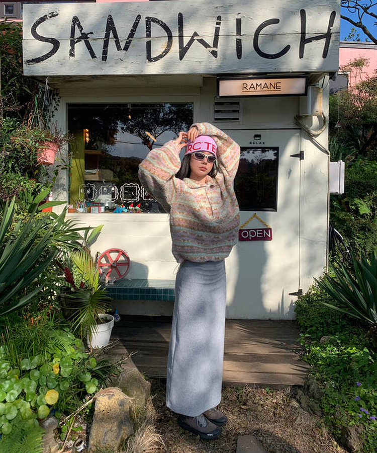 【起毛】ウォームフリーススカート GRAY