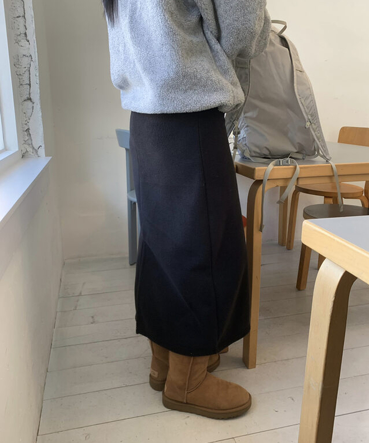 【起毛】ウォームフリーススカート BLACK