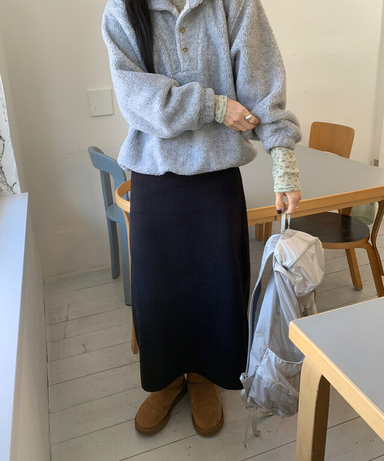 【起毛】ウォームフリーススカート BLACK