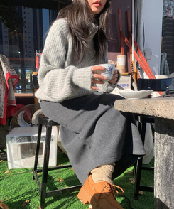 ニットジップアップ GRAY