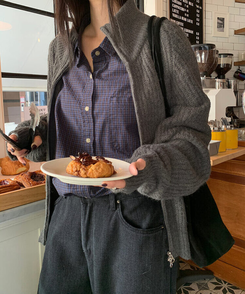 ニットジップアップ CHARCOAL