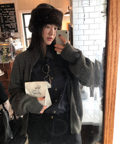 ニットジップアップ CHARCOAL