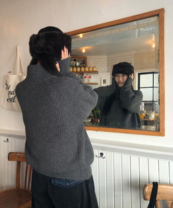 ニットジップアップ CHARCOAL