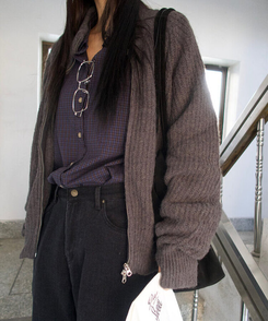 ニットジップアップ CHARCOAL