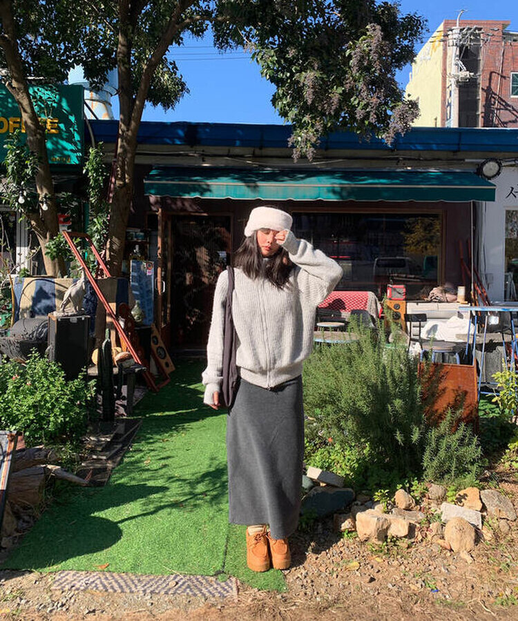 ニットジップアップ GRAY