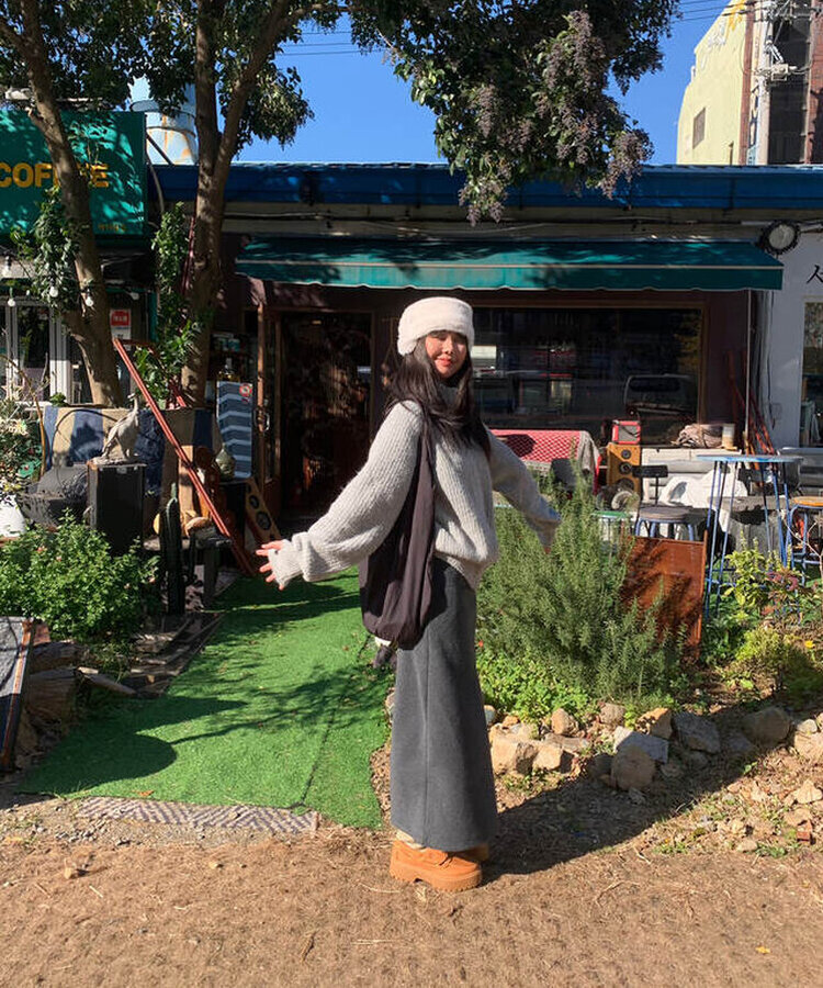 ニットジップアップ GRAY