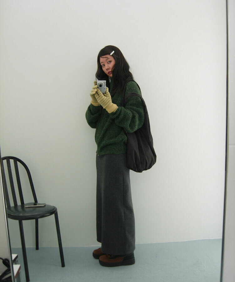 ニットジップアップ DEEP GREEN