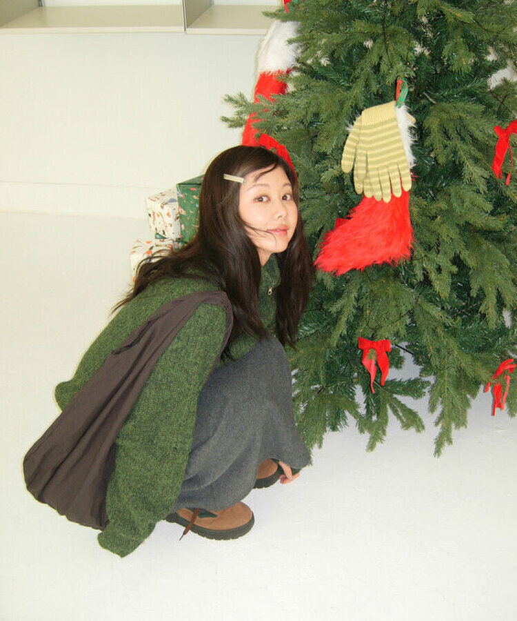 ニットジップアップ DEEP GREEN