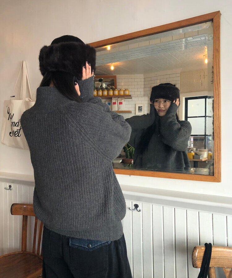 ニットジップアップ CHARCOAL